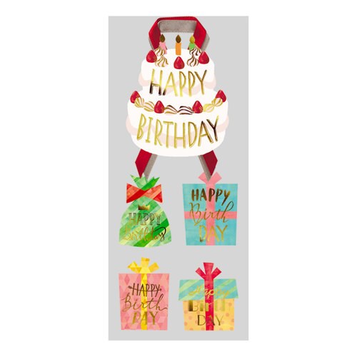 ラッピングシールリボンバースデーケーキ10セット