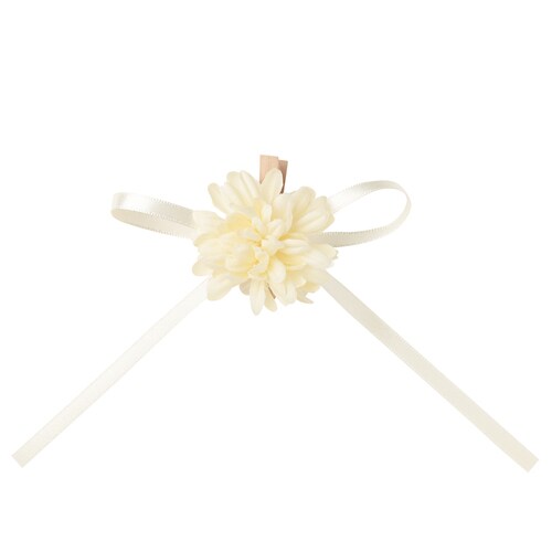 クリップオーナメントマムリボン花ホワイト10セット