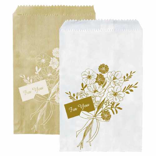 平袋フラワーブーケ2色ホワイト&クラフト10セット