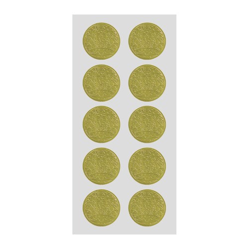 ラッピングシール コイン ゴールド 10セット