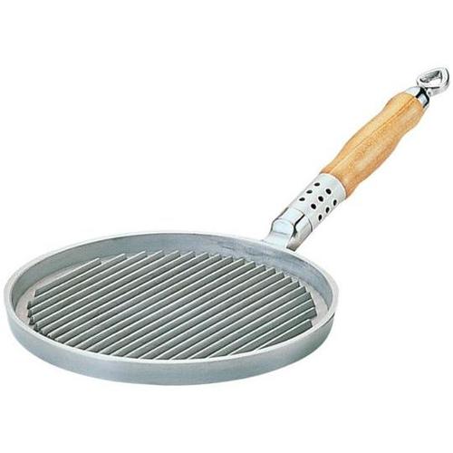 アルミ鋳物 木柄丸型グリルパン 24cm