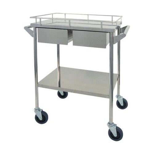 ステンレス回診車(天板四方柵付・2段)引
