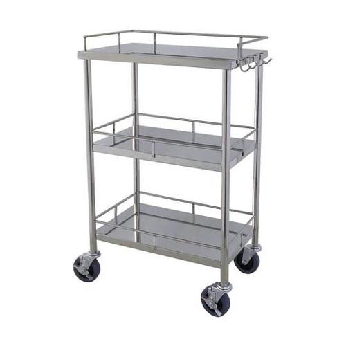 ステンレスパソコンカート(天板三方柵付・