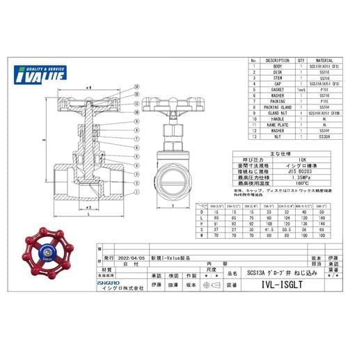 SCS13A グローブ弁 ねじ込み_15A
