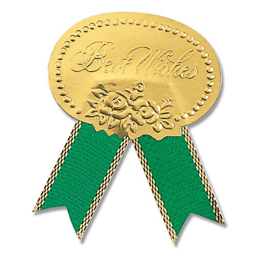 リボン付きシールMベストウイッシュ緑54片10