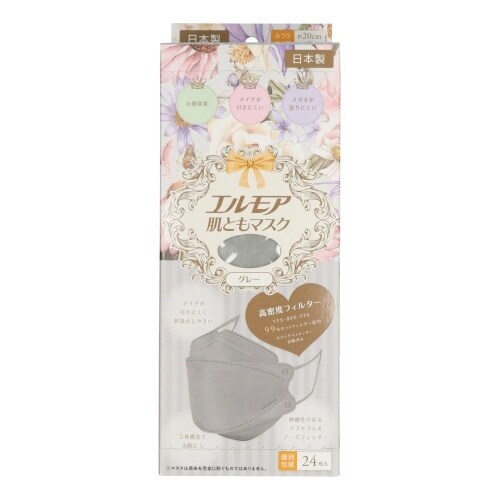 エルモア肌ともマスクFグレー 24枚×12