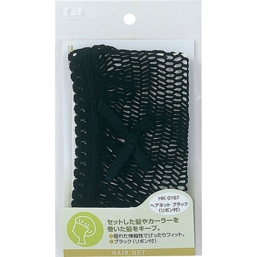 HK0167ヘアネットブラックリボン付き×6