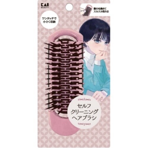 KQ3185セルフクリニングヘアブラシ(EMO×6