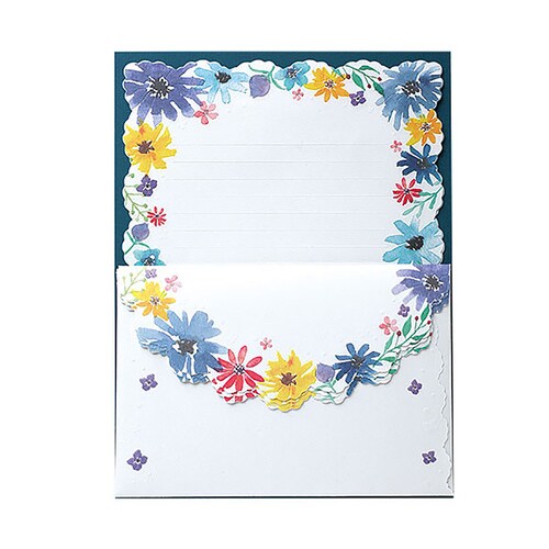 レターセット ブルーミングガーデン ブルー 5冊