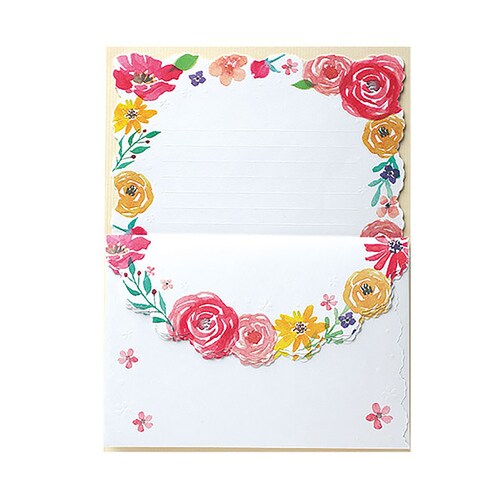 レターセット ブルーミングガーデン ピンク 5冊