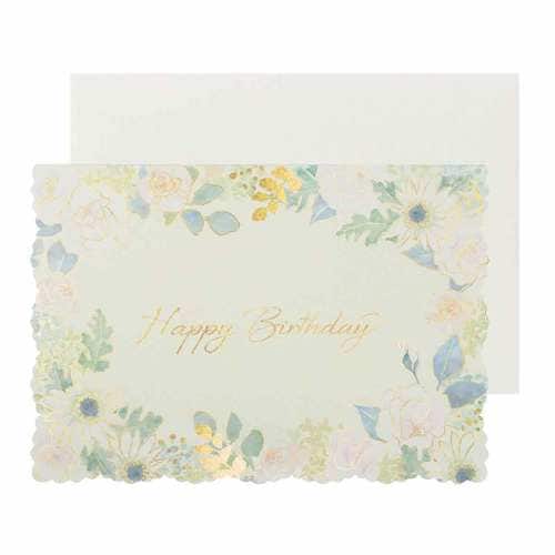 バースデーカード フラワーホワイト 5個