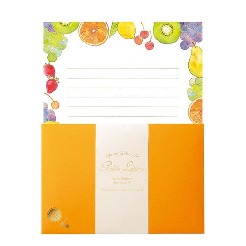 レターセット 箔押し フルーツ 5冊