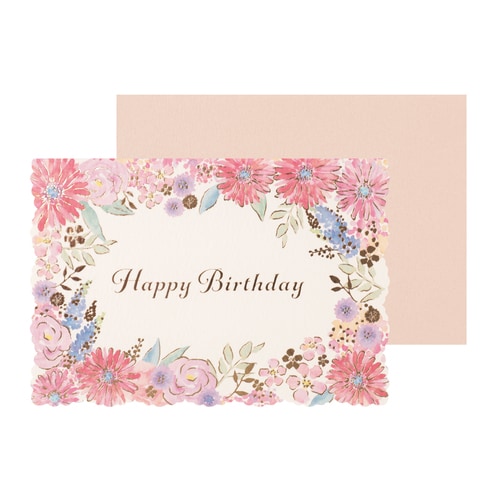 メッセージカード 誕生日 フラワーピンク 5枚