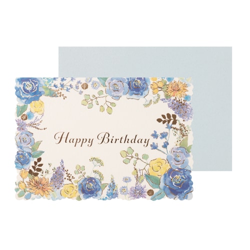 メッセージカード 誕生日 フラワーブルー 5枚