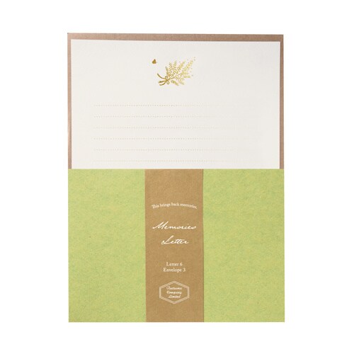 レターセット 箔押し ミモザと蝶 5冊