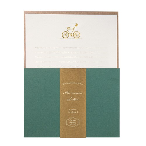 レターセット 箔押し 自転車と風船 5冊