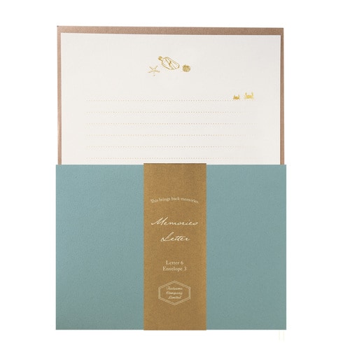 レターセットワンポイント箔押しあの日の海5セット