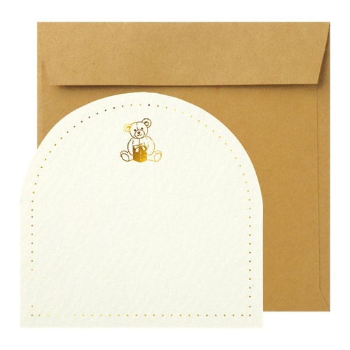 封筒付きカード 箔押し テディベア 10セット
