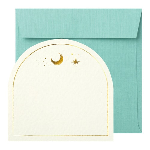 封筒付きカード 箔押し 月と星 10セット