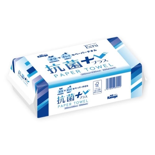 エクリュペーパータオル抗菌プラス200枚中判30入