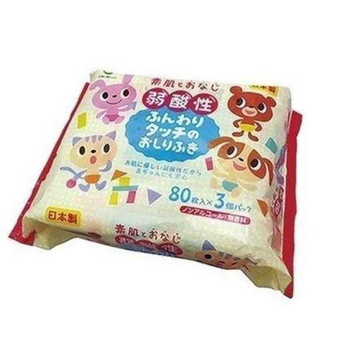 弱酸性ふんわりタッチのおしりふき80枚3P