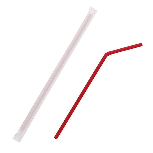 ヘイコーフレキシブルストロー6×21赤単袋 30束