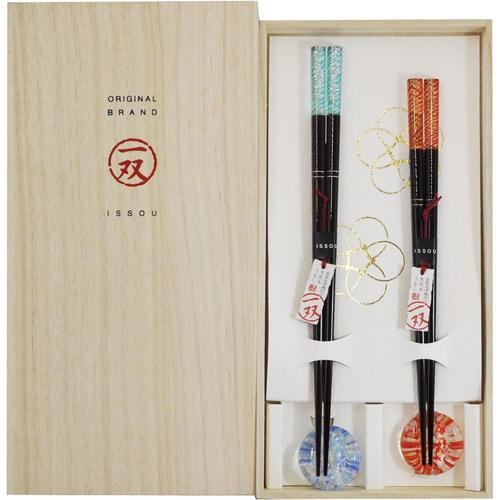 桐箱箸置付夫婦箸 潮風 2膳入