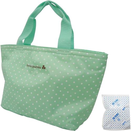 ランチバッグ 保冷弁当袋 水玉 グリーン 2セット
