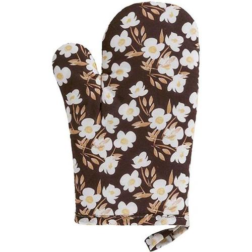 鍋つかみ キッチンミトン ブラウンフラワー2セット