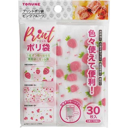 プリントポリ袋 ピンク フルーツ 30枚 4セット