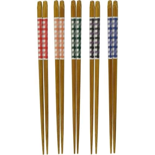 客用箸 食洗ギンガムチェック5膳組 2セット