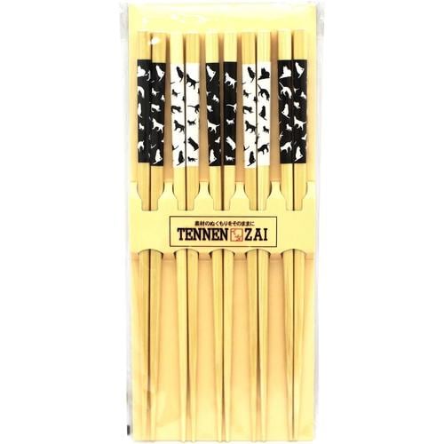 客用箸 白竹 モノクロキャット 5膳組 2セット