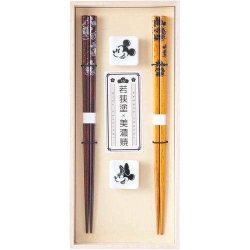 箸箸置揃え ミッキー ミニーナチュラル 2膳組