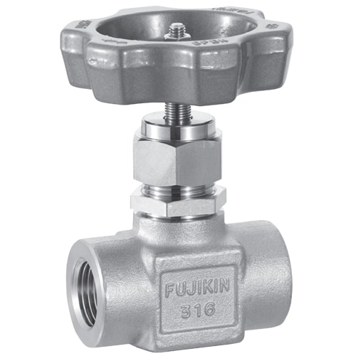 ステン製ネジ込パネルナット付ニードルストップバルブ