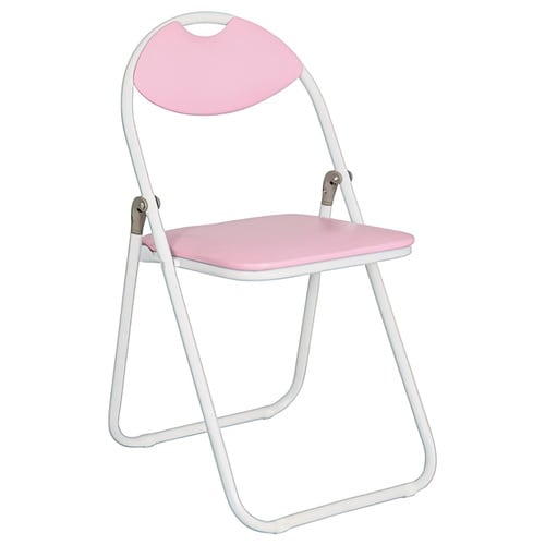 折りたたみ椅子ホワイトフレームピンク