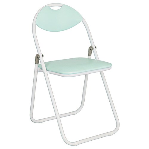 折りたたみ椅子ホワイトフレームアクアマリン