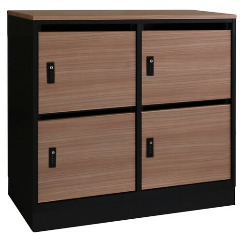 木製4人用パーソナルロッカーMKS天板BBK×G