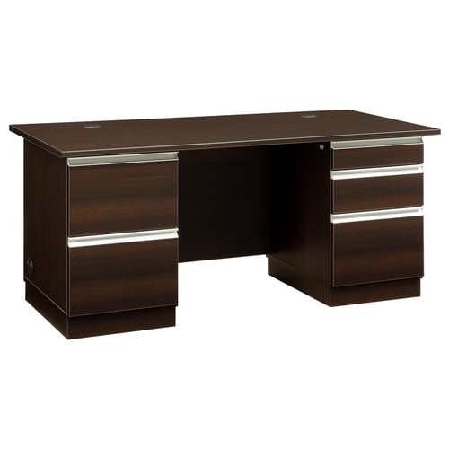 エクティー国産役員用両袖デスクダークブラウン