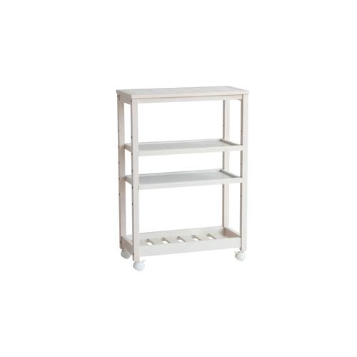 スープスリムワゴン4段 タイル天板 ホワイト