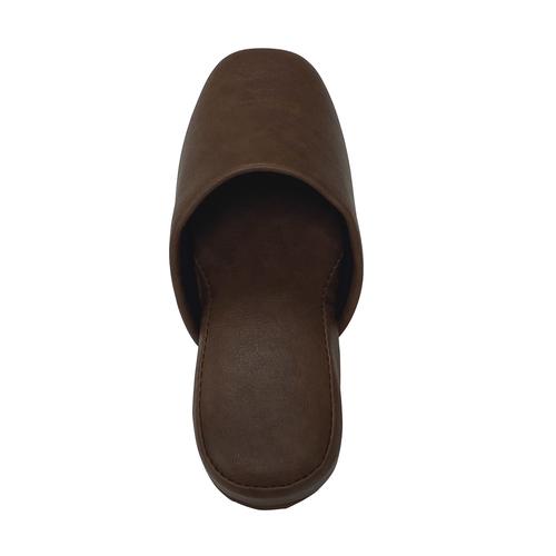 高級レザー調スリッパ ダークブラウン