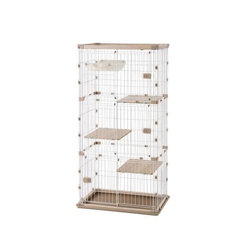 ウッディキャットケージ3段 ライトナチュラル