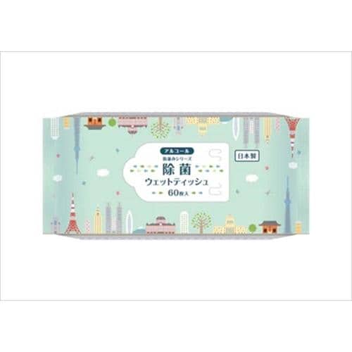 街並みアルコール除菌ウェットティッシュ東京×18