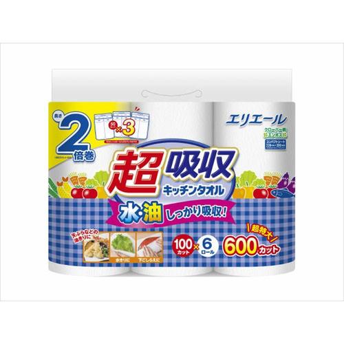 エリエール超吸収キッチンタオル6R100カット×4