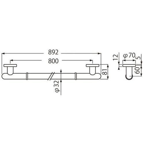NO−701丸型握りバー800 クローム