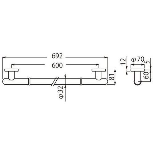NO−701丸型握りバー600 クローム