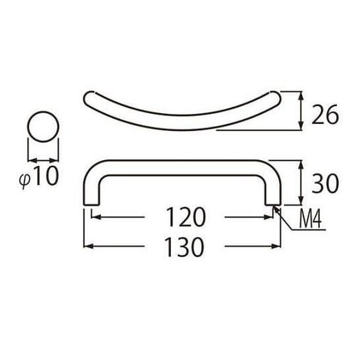 HB−73 R形丸棒ハンドル大ニッケル