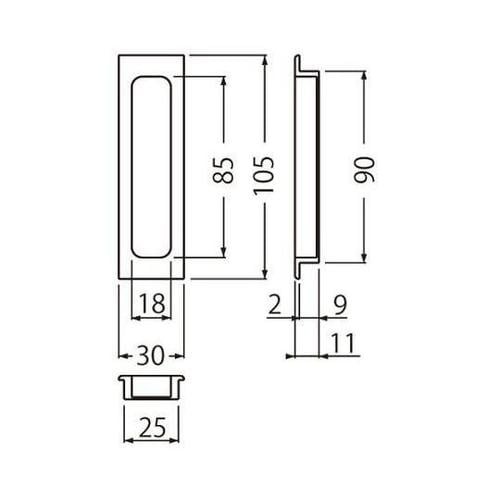 MW−1平面長戸引手105ダークブラウン