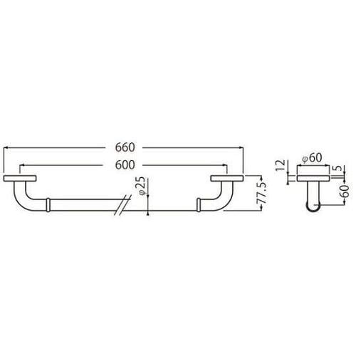 NO−752丸棒握りバー600 クローム
