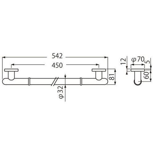 NO−701丸型握りバー450 クローム