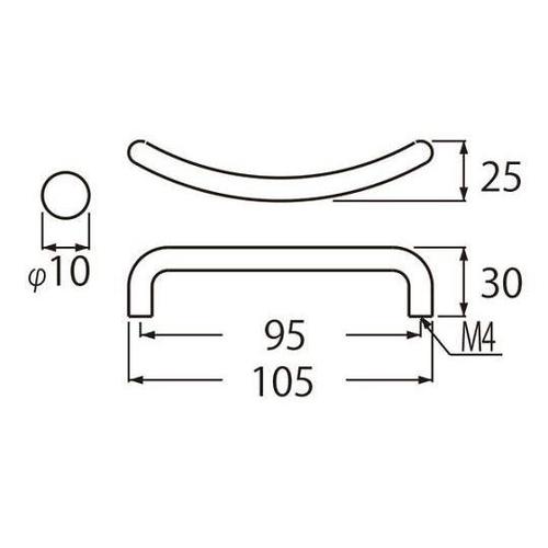 HB−73 R形丸棒ハンドル小ゴールド